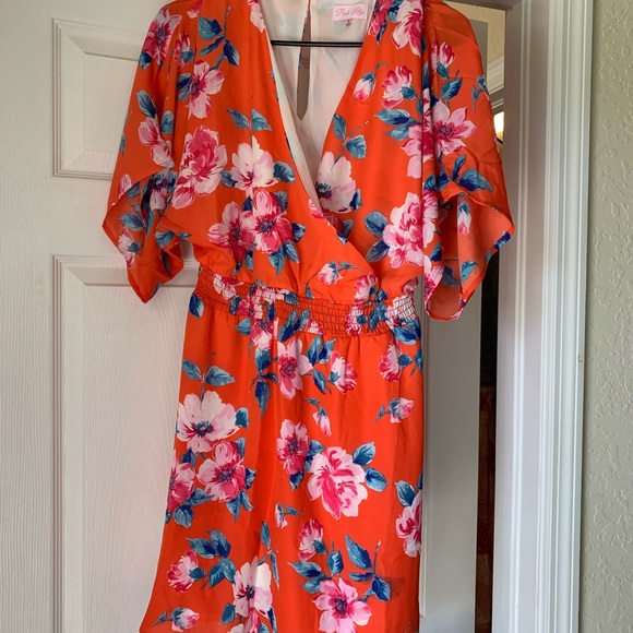 A New Tomorrow Orange Pink Lily Dress - Picture 2 of 4